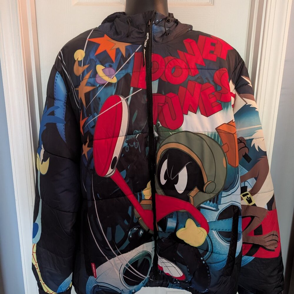 Mens Looney Tunes Puffer Jacket XL